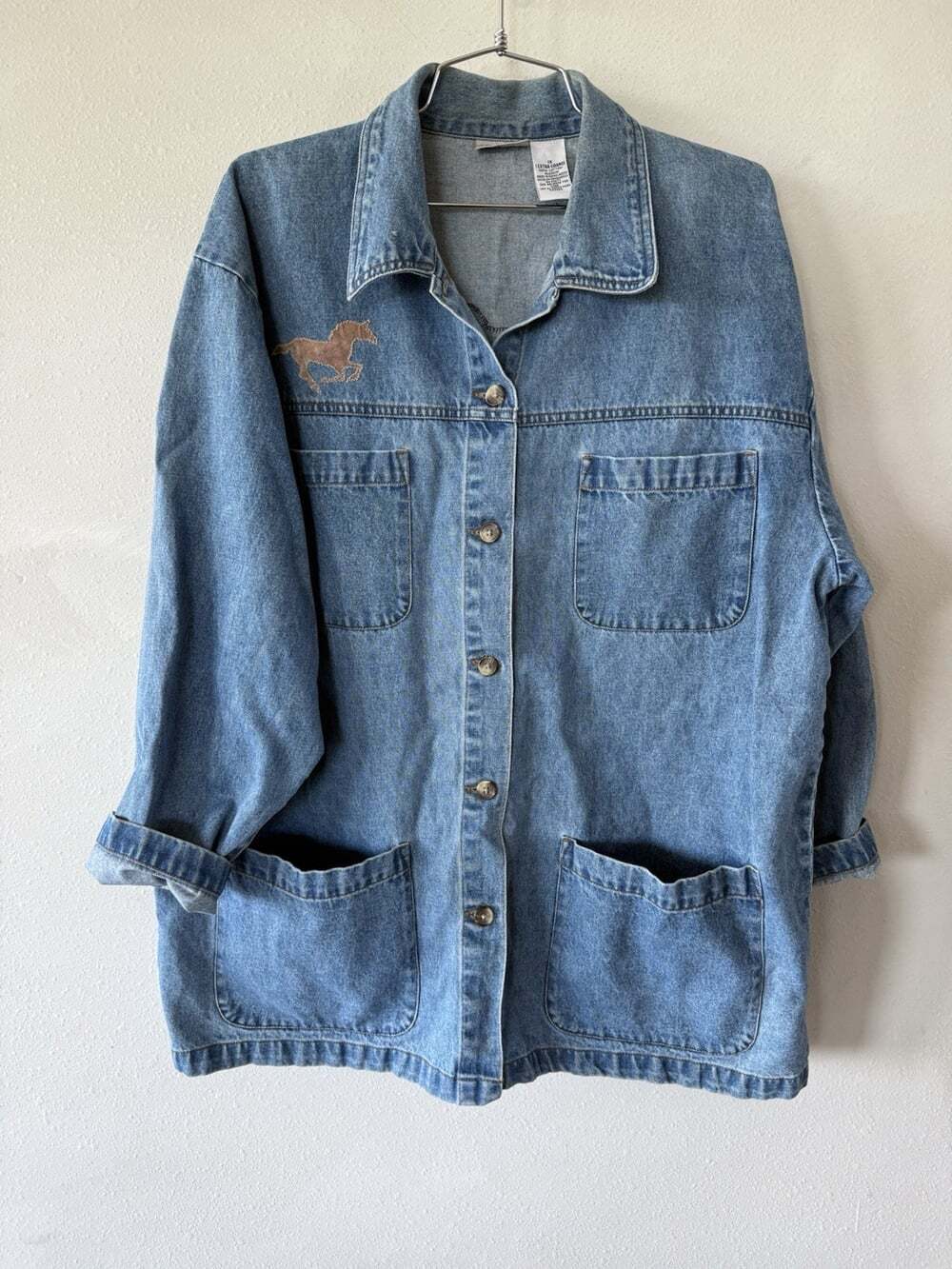 Vintage 90s Cabin Creek Women’s Denim Jean Chore Jacket Women's 1X 1 X Horses